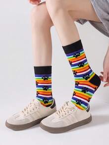 1/5/10 Pairs Women's Mid-Calf Socks, Funny Banana Cartoon Unisex Sports Style Long Socks, Crazy Happy Socks - Multicolor - View 10