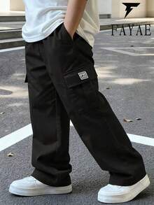 Men's Summer Lightweight Casual Sports Multi-Pocket Cargo Pants, Simple Fashion Outdoor Long Pants Black Fall - Black - View 6