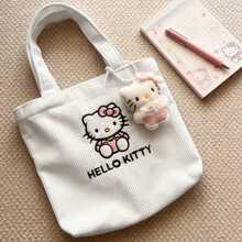 SANRIO 1pc Large Capacity Tote Bag - Durable Zipper Shoulder Bag, Suitable For Women | Perfect For Shopping And Daily Use, Canvas Tote Bag, Versatile Women's Handbag, With Zipper, Crossbody, With Compartments, Suitable For Work Occasions - View 3