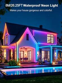 24鍵遙控 RGB LED 霓虹燈條，可調光，RGB 霓虹燈智能 APP 控制 LED 室內串燈，DIY 柔性 LED 燈條－柔和色彩，適合臥室、派對、廚房、節日。易於安裝。萬聖節聖誕裝飾柔性矽膠，適用於招牌、臥室、遊戲室和派對裝飾 - 彩色光 - 查看 6