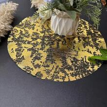 Alas Meja Sekali Pakai Warna Emas Elegan - 33*33cm, Alas Meja Bulat Poliester dengan Desain Jaring Mengkilap, Cocok untuk Pernikahan, Ulang Tahun, Liburan - Pilihan Ideal untuk Dekorasi Makan dan Rumah, Alas Meja - Emas - View 9