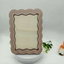 1pc Wavy Frame Resin Photo Frame 6/7 Inch Desktop Photo Frame, Cute Wavy Frame Design, Olive Green/Soft Pink/Bright Orange Color Options, Home Decor Photo Display Stand - A - View 5