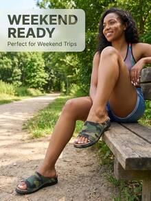PWIIMG Women's Summer Camo Wedge Platform Sandals Army Green Pattern Canvas Thick Sole Sandals Beach Vacation Outdoor Camping Home Relaxation Streetwear - 軍綠色 - 查看 9