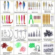 Kit de 302 señuelos de Pesca, Cebo Duro Artificial con Anzuelos de Pesca Gusanos Larvas Bichos Sábalos Gusanos de Cola y Cajas, Cebo de Agua Dulce para Lubina, Accesorios de Pesca para el mar - Multicolor - Ver 2
