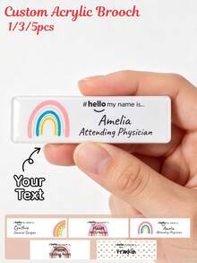 1/3/5pcs Customized Nurse Doctor Acrylic Name Badge, Intern Nurse Doctor Midwife Hospital Staff Pin, Hospital Employee Name Tag, Nurse Appreciation Gift Pin, Anniversary/Medical Party Souvenir - Multi-color (Rainbow) - View 2