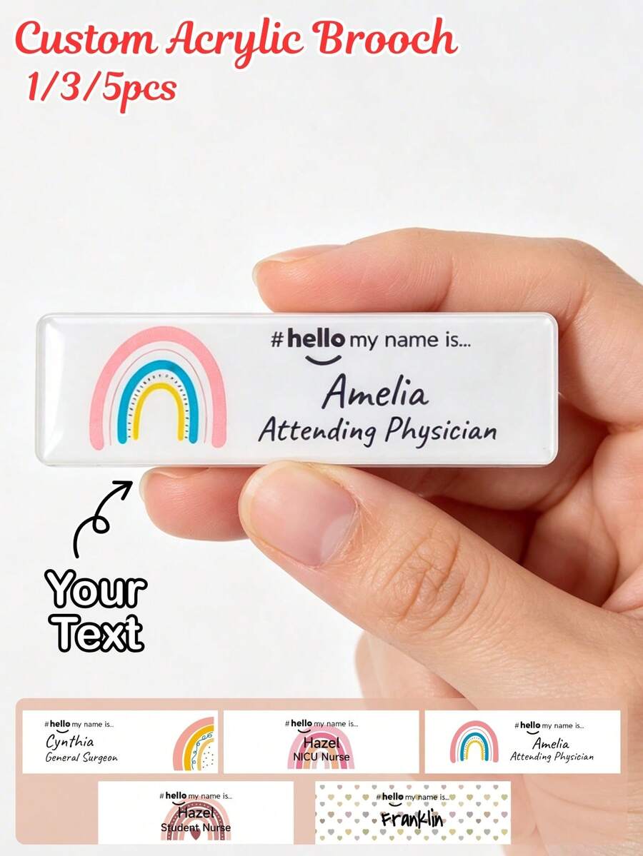 1/3/5pcs Customized Nurse Doctor Acrylic Name Badge, Intern Nurse Doctor Midwife Hospital Staff Pin, Hospital Employee Name Tag, Nurse Appreciation Gift Pin, Anniversary/Medical Party Souvenir