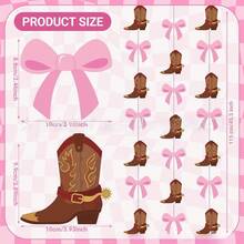 1pc 4 Styles Optional Ins-Style Western Cowboy Hanging Bunting, Pink Bow & Brown Cowboy Boot / Lightning Bolt Design, Vintage Ranch Girl Birthday, Baby Shower, Farm Theme Party Ceiling & Wall Decoration - Multicolor - View 10