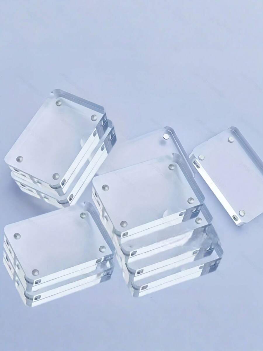 10pcs Transparent Rectangular Acrylic Photo Frames, Premium Magnetic Photo Frames For Desktop Decor And Photo Display, With PS Board - A - View 1