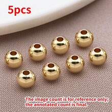 5pcs 3 4 5 6mmRound Spacer Beads 18K Gold Plated Brass Beads Separators Beads For DIY Handmade Jewelry Accessories - Multicolor - View 20