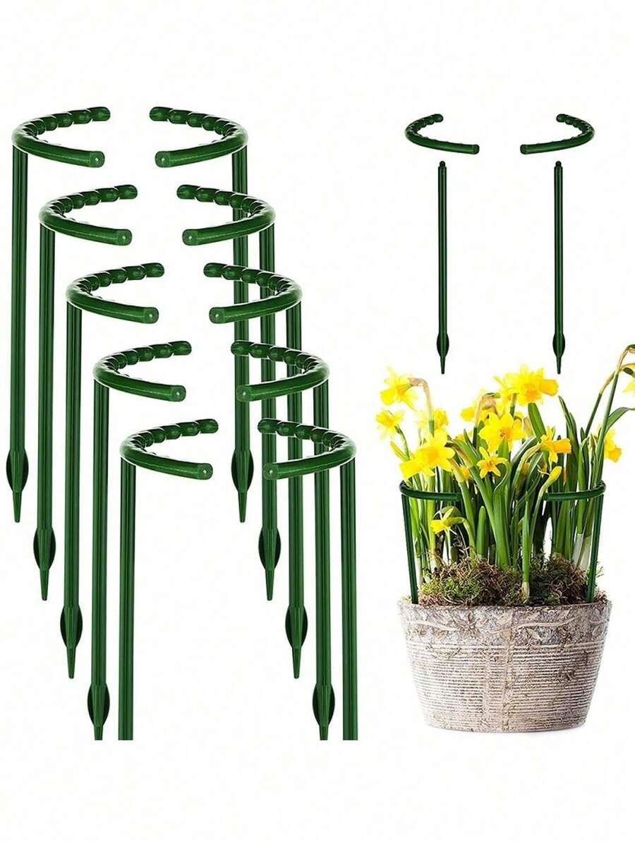 4pcs Plastic Semi-Circle Plant Stands,Suitable For Potted Plants,Plant Support Stakes, Indoor/Outdoor Small Plant Support Rings, Garden Flower Support Racks, Climbing Frames, Peonies, Semi-Circle Potted Plant Support Racks,Small Plant Support Rings - A - View 1