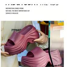 Chinelos Femininos Novos de Verão EVA com Plataforma Grossa de 8cm, Sandálias e Chinelos para Uso Externo, Slides de Salto Alto Impermeáveis e Antiderrapantes para Praia, Uso Interno/Externo, Presente - Chinelos Femininos - Visão 2