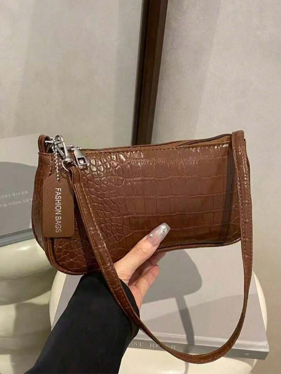 New Fashion Versatile Shoulder Bag, Women's Underarm Handbag - Brown - View 1