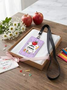 1pc Custom Teacher Apple ID Badge Holder, Personalized Teach Love Inspire Card Sleeve,Teacher Appreciation Gift,Back To School,Teacher Gift,Staff Tag - Multicolor - View 5