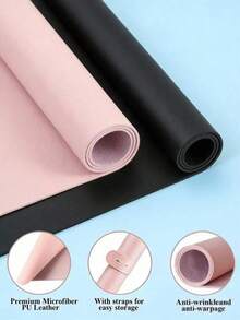 2 Pieces/1-Piece Set Of Fiber Leather Nail Table Pads, Colorful Foldable Nail Hand Support Pads, Suitable For Nail Armrest Pads, Soft Ultra-Fine Fiber Leather Nail Pads, Waterproof And Stain Resistant Exquisite Practical Armrest Pads. - Dusty Pink - View 5
