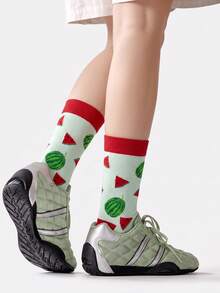 1/5/10 Pairs Women's Mid-Calf Socks, Funny Banana Cartoon Unisex Sports Style Long Socks, Crazy Happy Socks - Multicolor - View 5