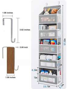 Over-The-Door Hanging Storage Organizer, 5-Tier Hanging Door Storage Bag With 5 Large Capacity Pockets, Anti-Tilt, 44 Lbs Load Capacity, Suitable For Bedroom, Bathroom, Storage Room, Nursery - Dark Grey - View 1