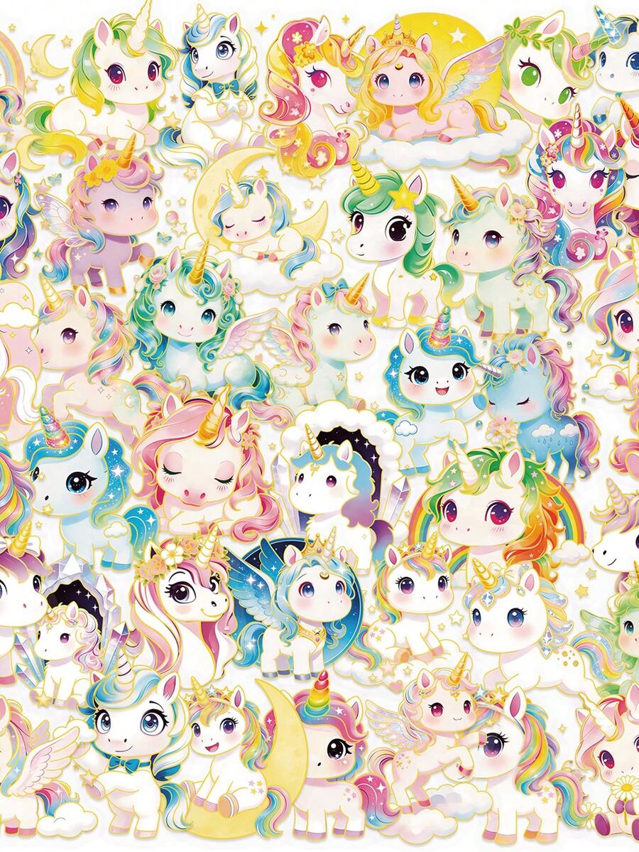 50pcs Unicorn Stickers Decoration, Suitable For Phone Cases, Notebooks, Water Bottles, Skateboards, Graffiti Helmets, Gift Stickers