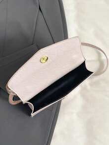 1 pieza Bolso de mano cuadrado pequeño de color rosa sólido de PU para mujeres - Rosa - Ver 5