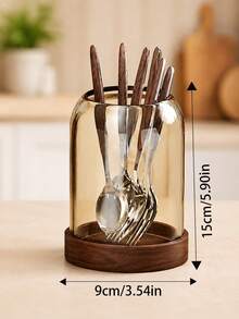 Exquisite Affordable Luxury Amber Glass Chopstick Holder, Dust-Proof Design, Fashionable Kitchen Utensil Storage Container, Suitable For Knives, Forks, Spoons, Ideal For Home Kitchen, Dining Table And Restaurant - View 15