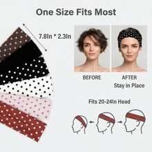 6 Piece Polka Dot Women's Headband Loose Elastic Headband Anti Slip Yoga Fitness Headband Comfortable Anti Slip Facial Makeup Headband - Multicolor - View 2
