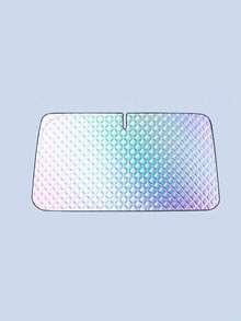 1pc Holographic Double Layer Windshield Sunshade, Laser Titanium Silver & Diamond Grid Heat Insulation, UV Protection, Non-Obstructing Rearview Mirror, Foldable Universal Car Sunshade, Suitable For SUV And Small Cars (Silver) - A - View 10