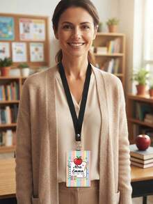1pc Custom Teacher Apple ID Badge Holder, Personalized Teach Love Inspire Card Sleeve,Teacher Appreciation Gift,Back To School,Teacher Gift,Staff Tag - Multicolor - View 4