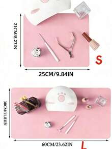 2 Pieces/1-Piece Set Of Fiber Leather Nail Table Pads, Colorful Foldable Nail Hand Support Pads, Suitable For Nail Armrest Pads, Soft Ultra-Fine Fiber Leather Nail Pads, Waterproof And Stain Resistant Exquisite Practical Armrest Pads. - Dusty Pink - View 2