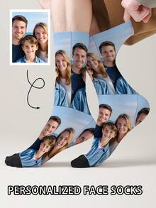 1 Pair Customized Face Pattern Socks, Personalized Photo Socks, Custom Printed Socks, Funny Face Socks, Custom Pattern Socks, Print Any Face Pattern On Socks, Anniversary Gift, Valentine's Day Gift, Unique Birthday Gift, Personalized Collectible - Multicolor - View 8