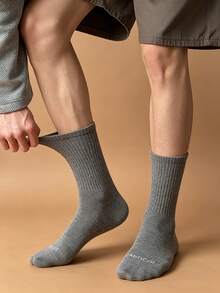 1/3/4 Pairs Men's Mid-Calf Socks, All-Season Versatile, Casual Sports Mid-Calf Socks, Sweat-Absorbing And Breathable, Versatile Men's Socks, Soft And Breathable, Skin-Friendly And Comfortable, High Elasticity And Moisture-Wicking, Durable And Non-Constricting; Suitable For Daily Commute, Casual Wear, Basketball, Cycling, Hiking, Running And Other Sports, Sports Socks, Fitness Training Socks. - Multicolor - View 9