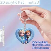 Disney 鑰匙圈 1 個或 2 個裝，Frozen 與 Anna 藍色愛心卡通設計，溫馨可愛，節日禮物裝飾，適用於汽車鑰匙圈、背包與錢包配件，春季花園必備，經典角色主題，適用於汽車、包包、聖誕樹裝飾，趣味鑰匙圈設計，適合作為聖誕節、感恩節、母親節、父親節禮物、包包掛飾、居家裝飾 - 彩色 - 查看 2