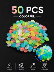 300pcs Experience Magical Large-Sized Glow-In-The-Dark Pebbles – Perfect For Aquariums, Wedding Venues, And Gardens (38-Piece Set) | Create A Starry-Sky Indoor Ambiance Or Romantic Outdoor Nighttime Glow; Suitable For All Seasons. - Multicolor - View 15
