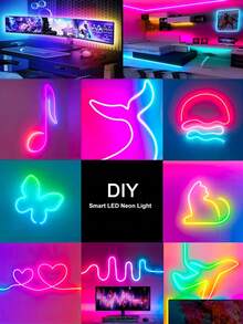 24鍵遙控 RGB LED 霓虹燈條，可調光，RGB 霓虹燈智能 APP 控制 LED 室內串燈，DIY 柔性 LED 燈條－柔和色彩，適合臥室、派對、廚房、節日。易於安裝。萬聖節聖誕裝飾柔性矽膠，適用於招牌、臥室、遊戲室和派對裝飾 - 彩色光 - 查看 7