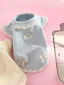 1pc Pet Dog Clothes Small Dog Clothes Pet Solid Color Basic Elastic Peter Pan Collar T-Shirt Cat Bichon Dog Pet Clothes Dog Clothes Spring Autumn - Multicolor - View 8