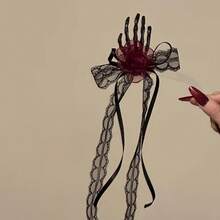 2/1pc Skull Claw Hair Clip, Gothic Style Large Ghost Claw Rose Hair Clip For Girls, Halloween Holiday Costume Hair Accessory - Multicolor - View 5