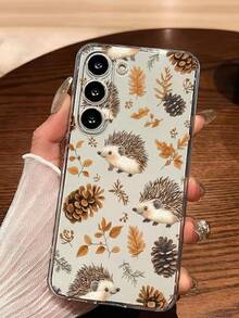 1pc Autumn Fallen Leaves Yellow Hedgehog Transparent Soft Protective Phone Case Compatible With Huawei Honor, Galaxy A04e/12/A13/A14/A34/A50/A52/A53/A54/S21/S22/S23/S24/S25/S25Ultra/S25FE/S26/S26 PLUS/S26 ULTRA/S26 EDGE, 6A/7A/8A, 12T/13T/15T/15T Pro [International Version, Not Local Version] - Clear - View 2