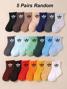 5/10 Pairs Random Baby Socks, Athletic Sport Print, Soft Mid Calf Socks, Baby Stuff, Baby Essentials Newborn, Baby Shower Gifts, Wear In All Seasons - Multicolor - View 14