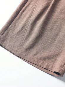 Men's Casual Linen-Style Minimalist Solid Color Loose Fit Shorts - Coffee Brown - View 6
