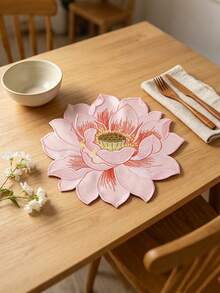 1/2/4 piezas Manteles individuales bordados con loto de verano, adecuados para decoración de mesa de boda y fiesta, manteles de mesa de moda minimalista, manteles para máquina de café, almohadillas antideslizantes y resistentes al calor, adecuados para boda, fiesta, celebración de vacaciones, picnic, camping, decoración de mesa de fiesta de cumpleaños - Multicolor - Ver 2