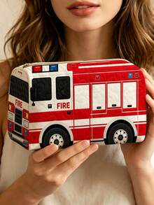 校園風「FIRE BUS」圖案鉛筆袋/文具收納袋－多功能大容量設計，可用於存放辦公用品、創意多功能鉛筆袋或便攜旅行化妝包，適合學生與成人日常使用，滿足文具收納、日常整理、過夜旅行、度假與健身房收納需求，開學必備宿舍用品（2D圖案，非刺繡） - 多色 - 查看 5