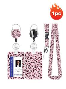 1pc Fashion Leopard Print ID Card Holder With Retractable Reel, Durable Card Protector, Lightweight And Portable, Suitable For Nurses, Teachers And Office Staff - A - View 13