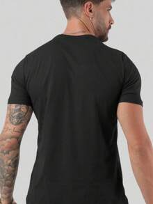 Men's Basic T-Shirt, Plain Cotton, Premium Peruvian Knit - Negro - Ver 5