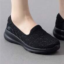 Skechers 女士立體蕾絲鏤空兩穿踩跟一腳蹬健步鞋透氣單鞋套腳休閒鞋 - 黑色 - 查看 6