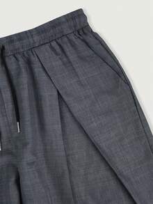Men's Spring/Autumn Drawstring Casual Dress Pants, Loose Wide Leg Drape Straight Leg Trousers For Commute And Daily Wear - Grey - View 5