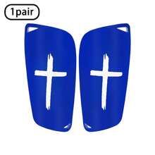 1 Pair Cross Pattern Football Shin Guards, Black/White/Blue - 3 Colors Available, High Quality, Durable And Lightweight, Comfortable Fit Design, Outdoor Sports Football Equipment Accessories - Suitable For Cycling, Running And More - Cross Shin Guard - View 10