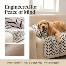 Pet Sofa Bed Cover, Suitable For Small Dogs And Cats, Plush Thickened Sleeping Pad With Side Support, Non-Slip Bottom Washable, Warm And Comfortable Pet Furniture Protector, Suitable For Indoor Kittens And Puppies - Black and White - View 3