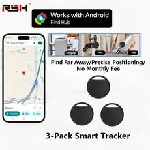RSH 3pcs Smart Tags Compatible With Android, Smart Wireless GPS Tracker, Location Tracker For Cats, Dogs, Wallets, Elderly And Valuable Items, Wireless Air Tracker, Compatible With Android Find Hub - Multicolor - View 2