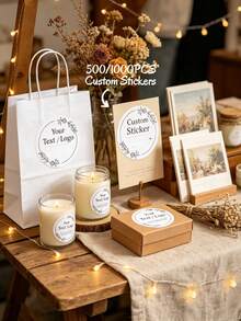 500/1000張個性化禮物貼紙，可客製文字/Logo/圖片/圓形商用Logo標籤，大宗訂製貼紙，適用婚禮/生日/單身派對/派對 - 彩色 - 查看 11