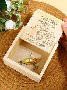 1件/5件客製化姓名釣魚誘餌套組，個性化復古風格紀念品，適合愛好展示，附禮盒/不附禮盒，創意禮物送給爸爸、丈夫，生日、父親節、節日驚喜，可客製照片與圖片的獨特誘餌收藏 - 風格B - 查看 7
