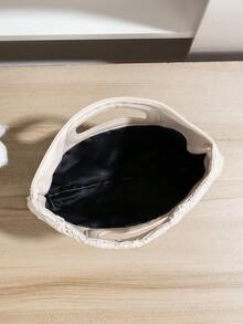 新款歐美風女款花卉印花手提包，旅行包，時尚便攜收納包，沙灘包，晚餐手提包，夏季度假必備，百搭單品，適合女性、女孩、學生，適用於旅行、度假、沙灘、假期、派對、禮物 - 米色 - 查看 4