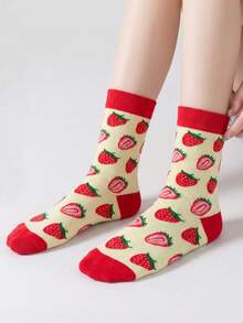 1/5/10 Pairs Women's Mid-Calf Socks, Fun Pineapple Cartoon Unisex Sports Style Long Socks, Crazy Happy Socks - Multicolor - View 5